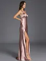 Elegant Sheath V-Neck Floor-Length Silk like Satin Bridesmaid Dress