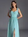 Stunning A-line Straps Pleated Floor-Length Chiffon Bridesmaid Dress