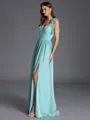 Stunning A-line Straps Pleated Floor-Length Chiffon Bridesmaid Dress