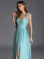 Stunning A-line Straps Pleated Floor-Length Chiffon Bridesmaid Dress