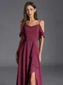 Splendid A-line Cold Shoulder Ruffles Floor-Length Chiffon Bridesmaid Dress