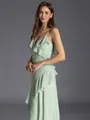 Graceful A-line V-Neck Ruffles Floor-Length Chiffon Bridesmaid Dress