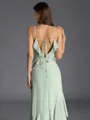 Graceful A-line V-Neck Ruffles Floor-Length Chiffon Bridesmaid Dress