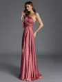 Enchanting A-line One-Shoulder Pleated Floor-Length Silk like Satin Bridesmaid Dress