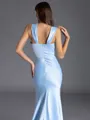 Breathtaking Sheath Halter Pleated Sweep Train Charmeuse Bridesmaid Dress
