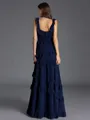 Gorgeous A-line Square Cascading Ruffles Floor-Length Bridesmaid Dress