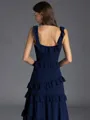 Gorgeous A-line Square Cascading Ruffles Floor-Length Bridesmaid Dress