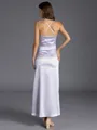 Grand Sheath Halter Pleated Ankle-Length Silk like Satin Bridesmaid Dress