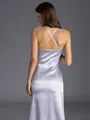 Grand Sheath Halter Pleated Ankle-Length Silk like Satin Bridesmaid Dress