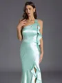 Enchanting Sheath One-Shoulder Ruffles Floor-Length Silk like Satin Bridesmaid Dress