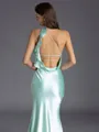 Enchanting Sheath One-Shoulder Ruffles Floor-Length Silk like Satin Bridesmaid Dress