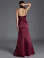 Luxurious Sheath V-Neck Pleated Floor-Length Satin Corset Bridesmaid Dress