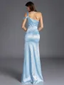 Captivating Sheath One-Shoulder Pleated Floor-Length Silk like Satin Bridesmaid Dress