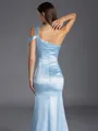 Captivating Sheath One-Shoulder Pleated Floor-Length Silk like Satin Bridesmaid Dress