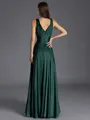 Striking A-line V-Neck Pleated Floor-Length Silk like Satin Bridesmaid Dress