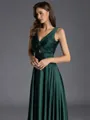 Striking A-line V-Neck Pleated Floor-Length Silk like Satin Bridesmaid Dress