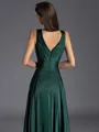Striking A-line V-Neck Pleated Floor-Length Silk like Satin Bridesmaid Dress