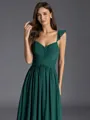 classy A-line V-Neck Pleated Floor-Length Chiffon Bridesmaid Dress