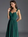 classy A-line V-Neck Pleated Floor-Length Chiffon Bridesmaid Dress