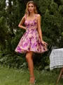 Ball-Gown Cute Straps Lace Corset Short/Mini Homecoming Dress With Sequins