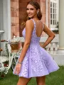 Princess A-line V-neck Tulle Corset Short/Mini Homecoming Dress With Appliques Lace