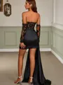 Sheath Classic Sweetheart Long Sleeves Silk like Satin Corset Short/Mini Homecoming Dress With Slit