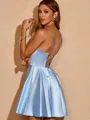 A-line Princess Cowl Silk like Satin Corset Short/Mini Homecoming Dress With Pleated