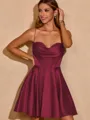 A-line Princess Cowl Silk like Satin Corset Short/Mini Homecoming Dress With Pleated