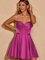 A-line Princess Cowl Silk like Satin Corset Short/Mini Homecoming Dress With Pleated