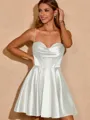 A-line Princess Cowl Silk like Satin Corset Short/Mini Homecoming Dress With Pleated