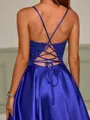 A-line Stunning V-neck Silk like Satin Short/Mini Homecoming Dress With Pockets
