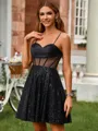 A-line Dreamy Spaghetti Straps Corset Short/Mini Homecoming Dress With Pleated