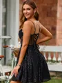 A-line Dreamy Spaghetti Straps Corset Short/Mini Homecoming Dress With Pleated