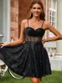 A-line Dreamy Spaghetti Straps Corset Short/Mini Homecoming Dress With Pleated
