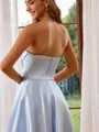 A-line Princess Sweetheart Silk like Satin Tea-Length Homecoming Dress With Pleated