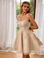 Ball-Gown Elegant Straps Tulle Short/Mini Homecoming Dress With Appliques Lace