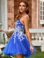 Princess A-line V-neck Tulle Corset Short/Mini Homecoming Dress With Appliques Lace