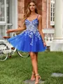 Princess A-line V-neck Tulle Corset Short/Mini Homecoming Dress With Appliques Lace