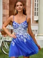 Princess A-line V-neck Tulle Corset Short/Mini Homecoming Dress With Appliques Lace
