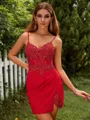 Sheath Crisp V-neck Stretch Crepe Corset Short/Mini Homecoming Dress With Slit