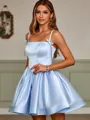 Ball-Gown Pretty Spaghetti Straps Satin Short/Mini Homecoming Dress With Bow