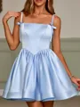 Ball-Gown Pretty Spaghetti Straps Satin Short/Mini Homecoming Dress With Bow