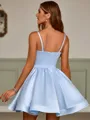 Ball-Gown Pretty Spaghetti Straps Satin Short/Mini Homecoming Dress With Bow