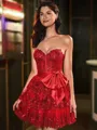 Dazzling A-line Sweetheart Appliques Lace Short/Mini Tulle Corset Homecoming Dress