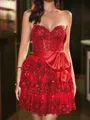 Dazzling A-line Sweetheart Appliques Lace Short/Mini Tulle Corset Homecoming Dress