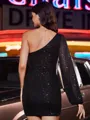 Chic Sheath One-Shoulder Long Sleeves Short/Mini Homecoming Dress