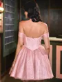 Stunning A-line Off-the-Shoulder Short/Mini Corset Homecoming Dress