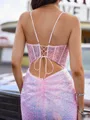 Stylish Sheath Spaghetti Straps Pleated Short/Mini Corset Homecoming Dress