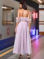 Elegant A-line Off-the-Shoulder Pleated Ankle-Length Corset Homecoming Dress