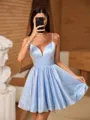 Pretty A-line V-Neck Bow Short/Mini Satin Homecoming Dress